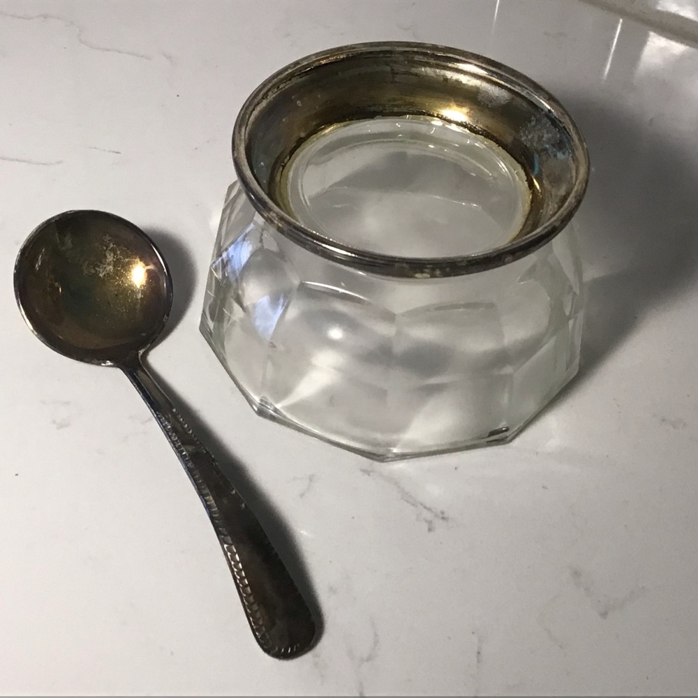 Vintage Godinger Crystal Sauce Bowl w/ Silver‑Plated Base & Ladle — Italy 1984 - Picture 5 of 8